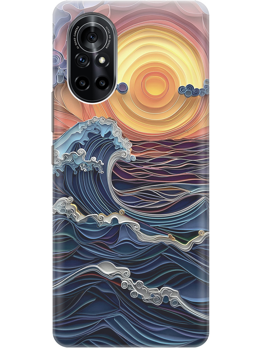

Силиконовый чехол на Huawei Nova 8 с принтом "Волны на закате", 731079510