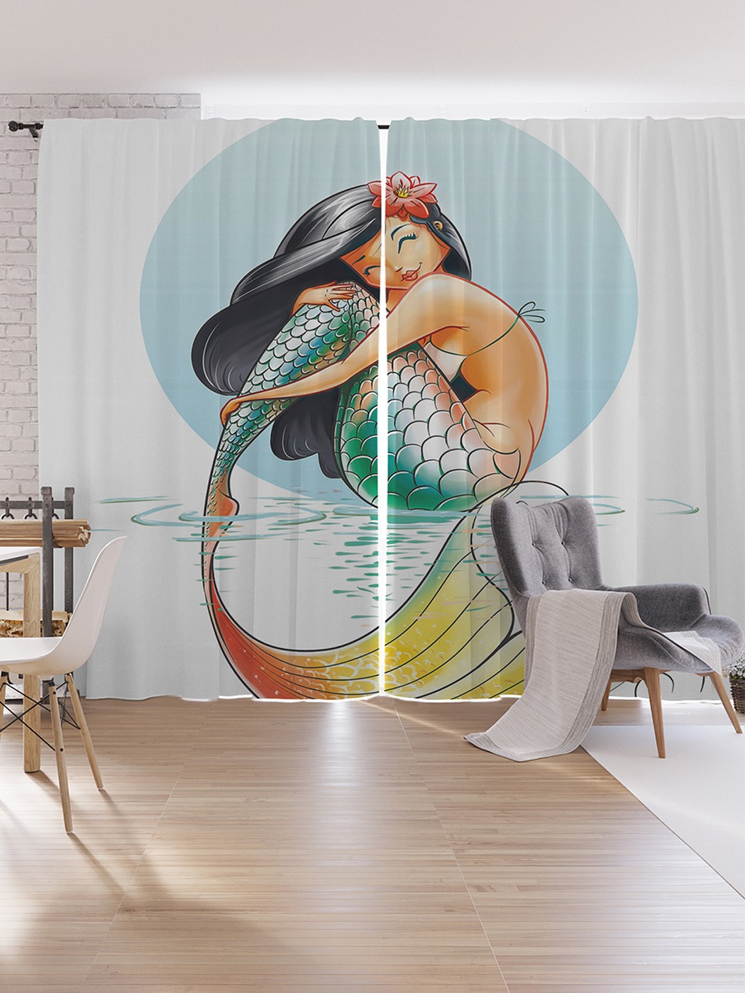 

Шторы под лён JoyArty "Чудная русалка", серия Oxford DeLux, 340х265 см, Чудная русалка