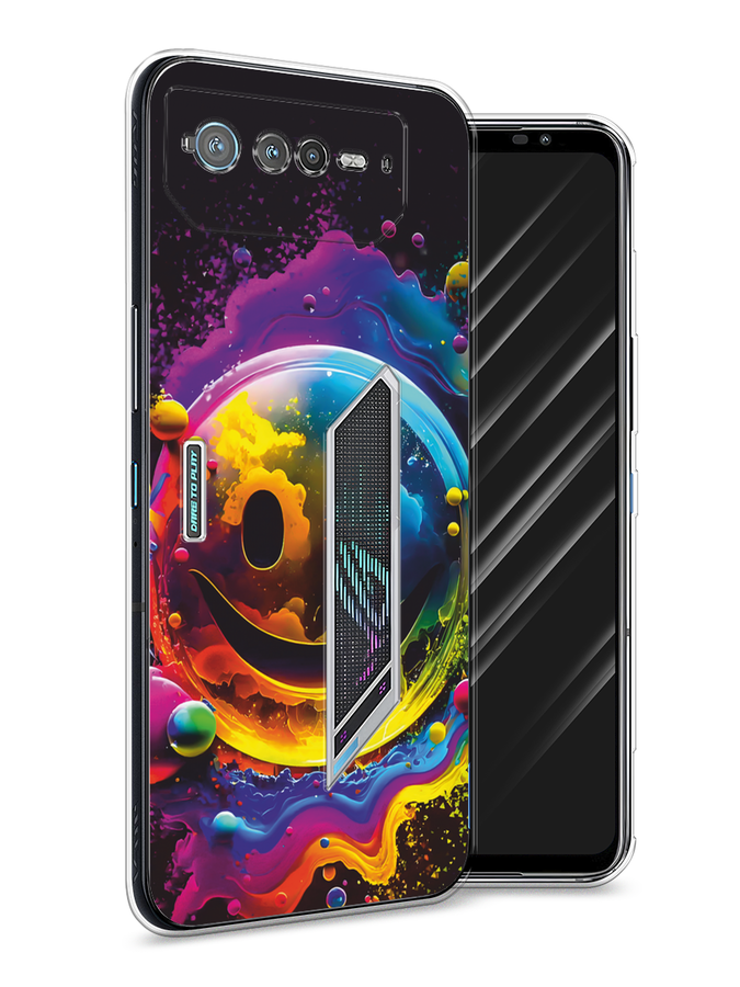 

Чехол Awog на Asus ROG Phone 6 "Кислотный смайл", Фиолетовый;желтый;синий, 44650-1