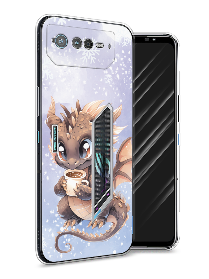 

Чехол Awog на Asus ROG Phone 6 "Дракончик с кружкой тёмный", Бежевый;розовый;серый, 44650-1
