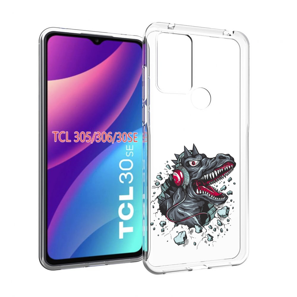 

Чехол MyPads Нарисованный динозавр в наушниках для TCL 30SE/305/306/30E, Tocco