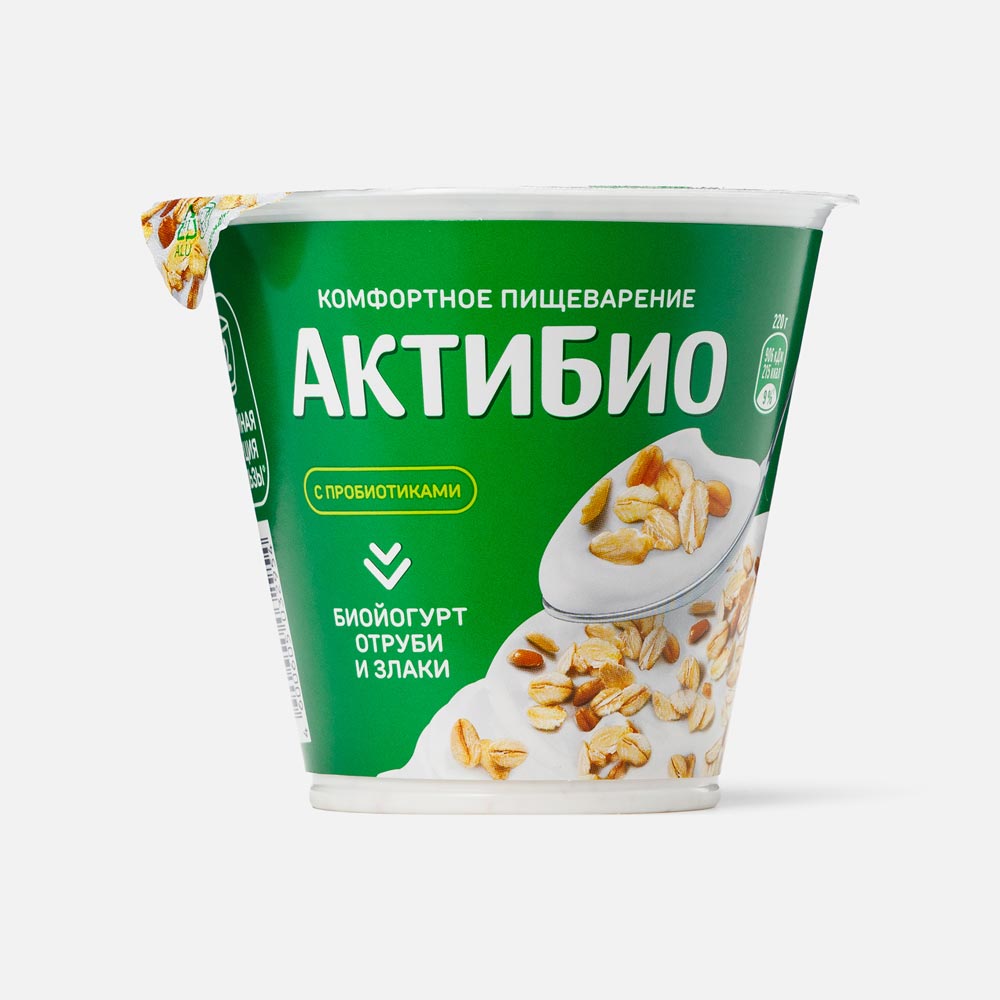 Йогурт АктиБио с отрубями и злаками, 2,9%, 220 г