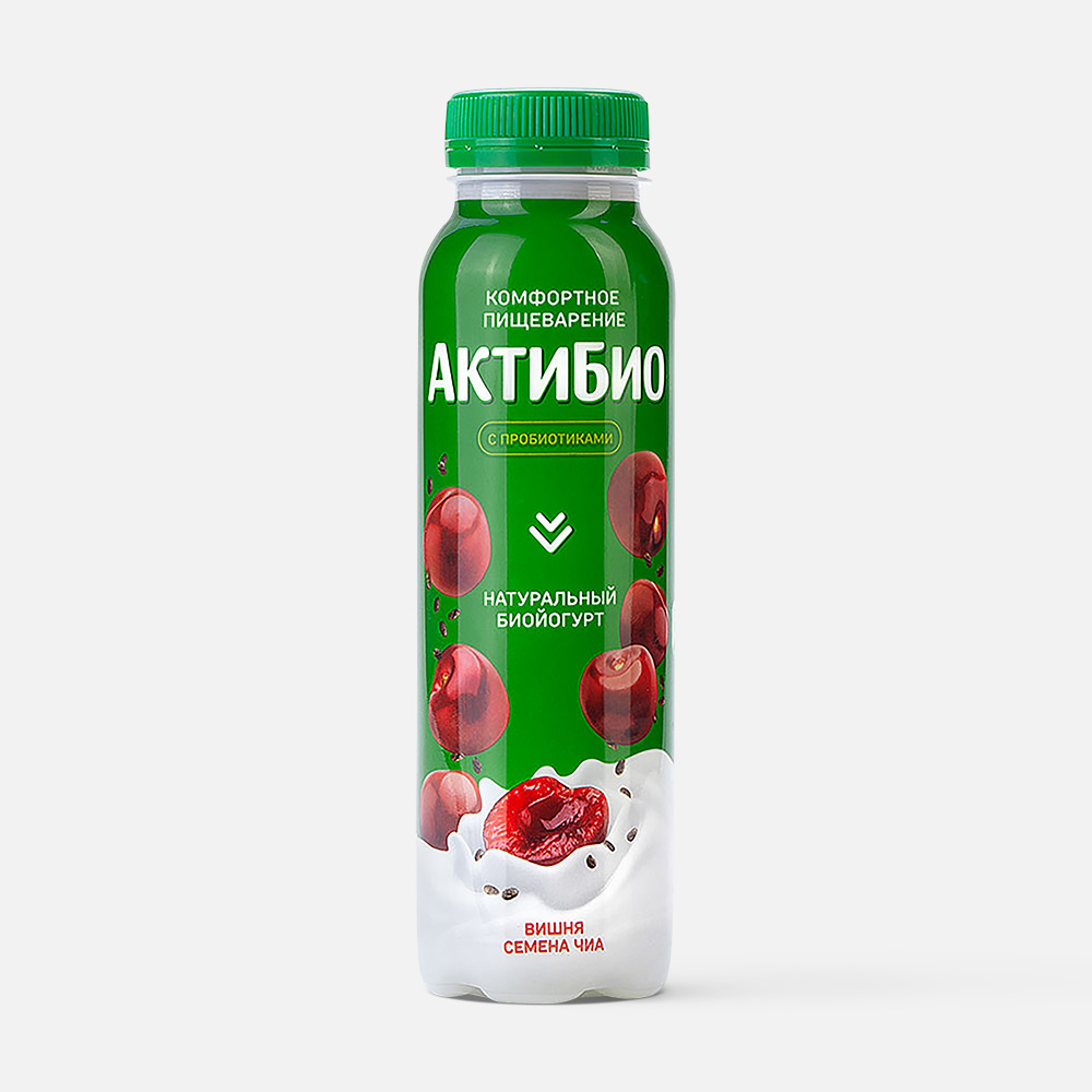 Йогурт АктиБио питьевой, с вишней и семенами чиа, 1,5%, 260 г