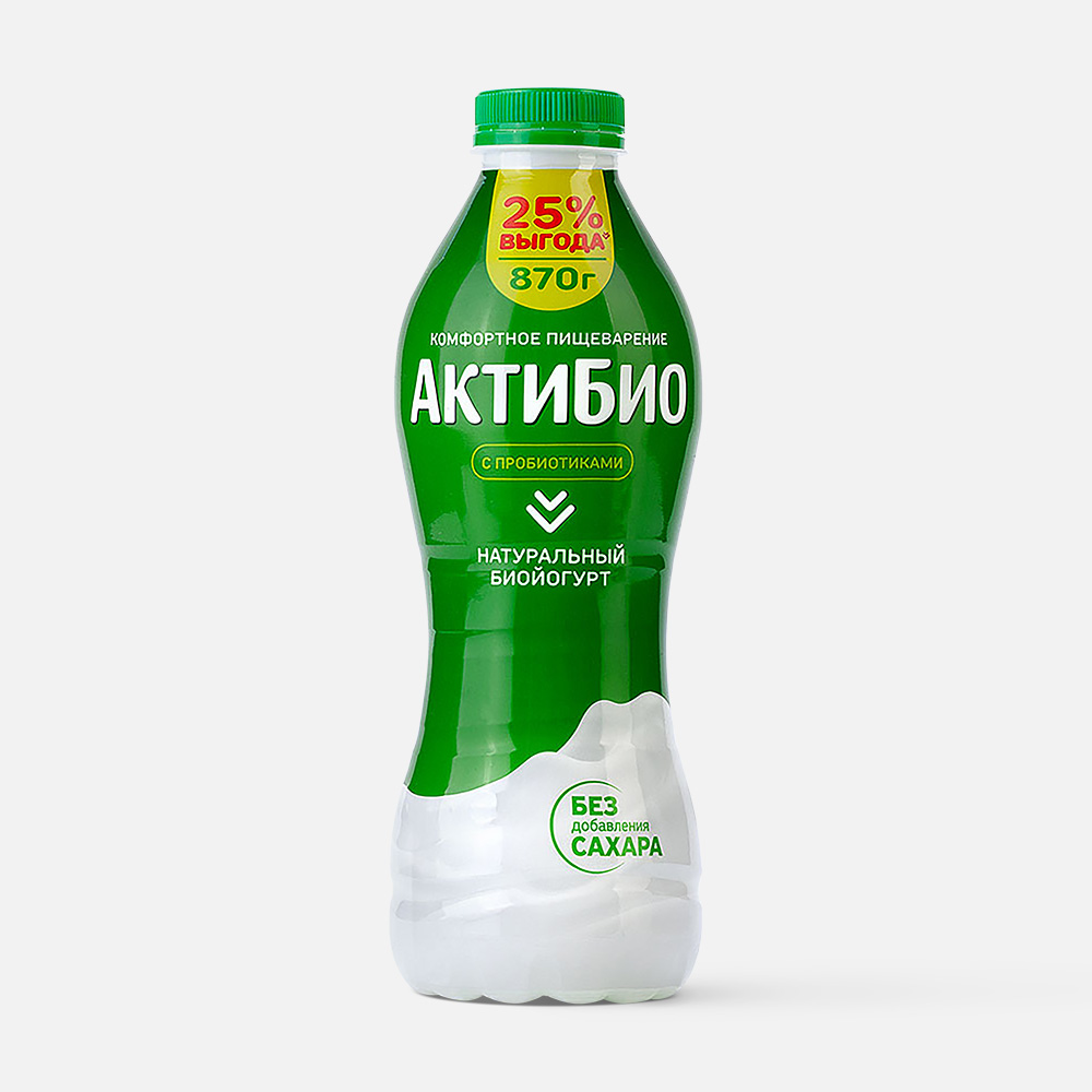 Йогурт АктиБио питьевой, натуральный, 1,8%, 870 г