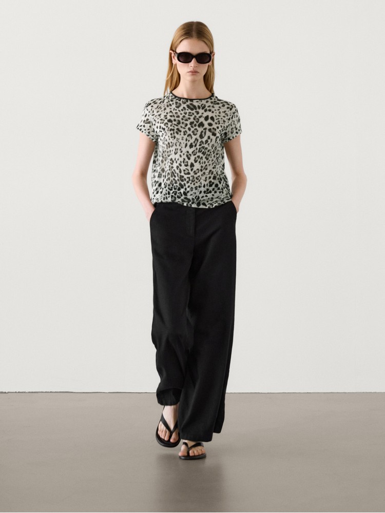 

футболка женская Massimo Dutti 6862/922-I2024 серая L, Серый, 6862/922-I2024