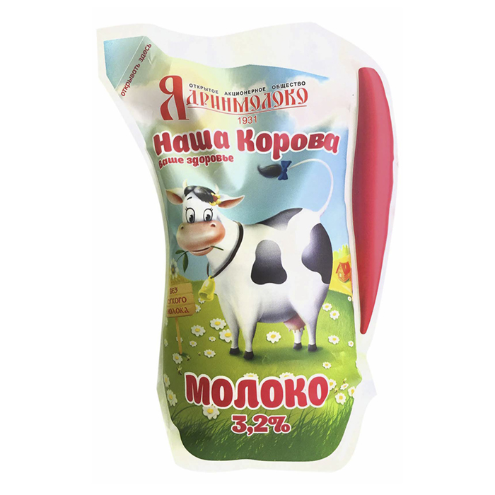 

Молоко 3,2% пастеризованное 900 мл Наша корова