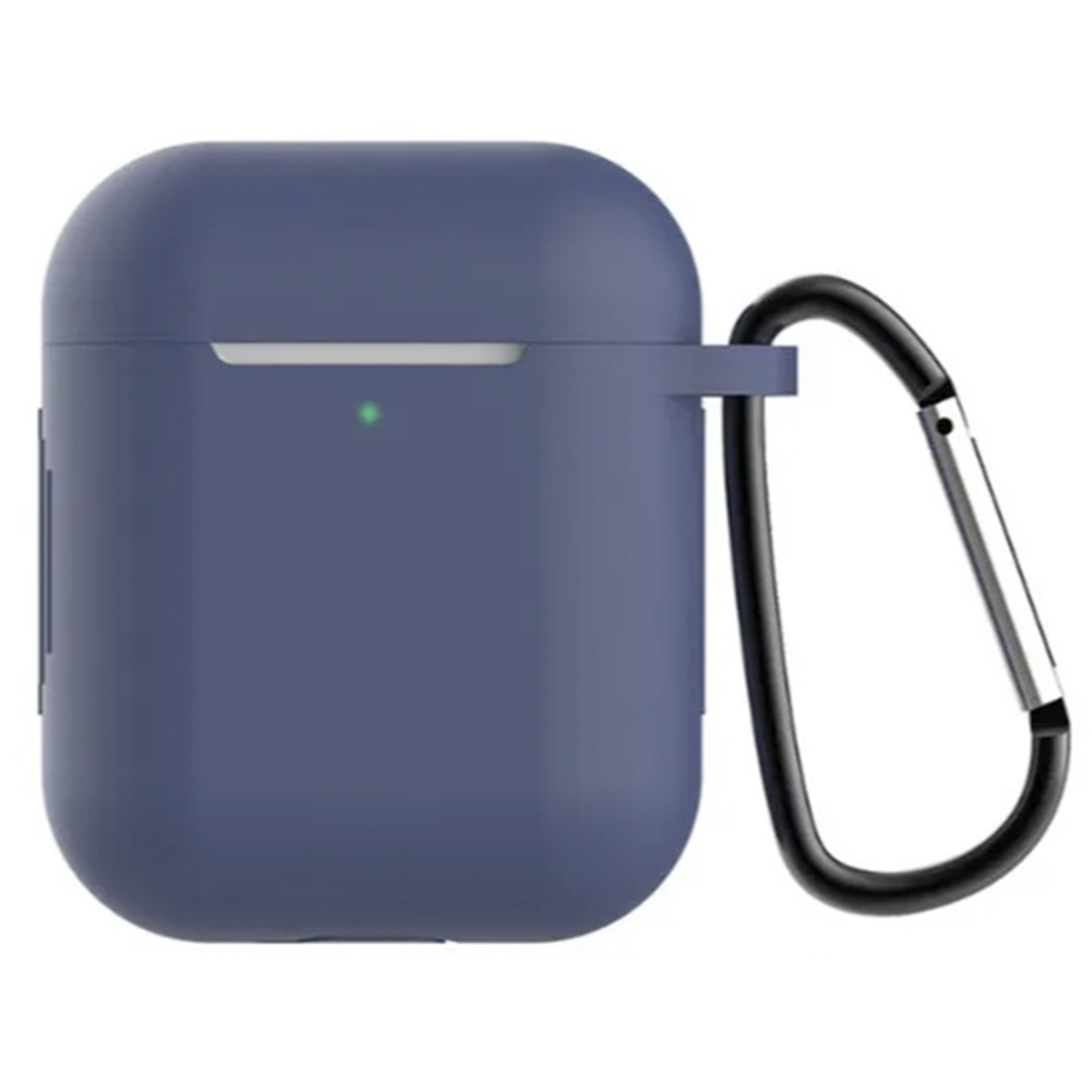 

Чехол силиконовый для Airpods 1/Airpods 2 case, темно-синий с карабином (Dark Blue)