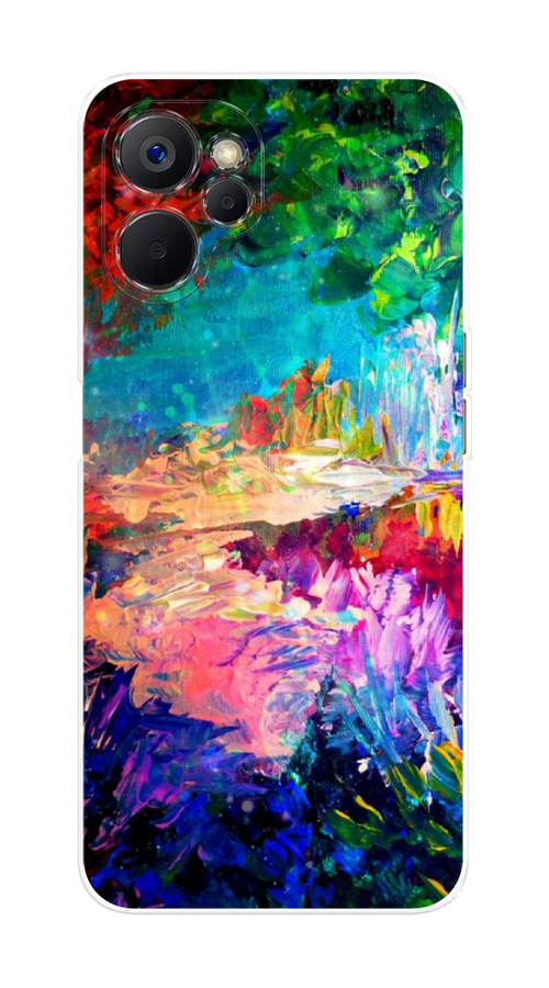 

Чехол на Realme 9i 5G/10T 5G "Лес-гуашь", Синий;розовый;зеленый, 2513950-4