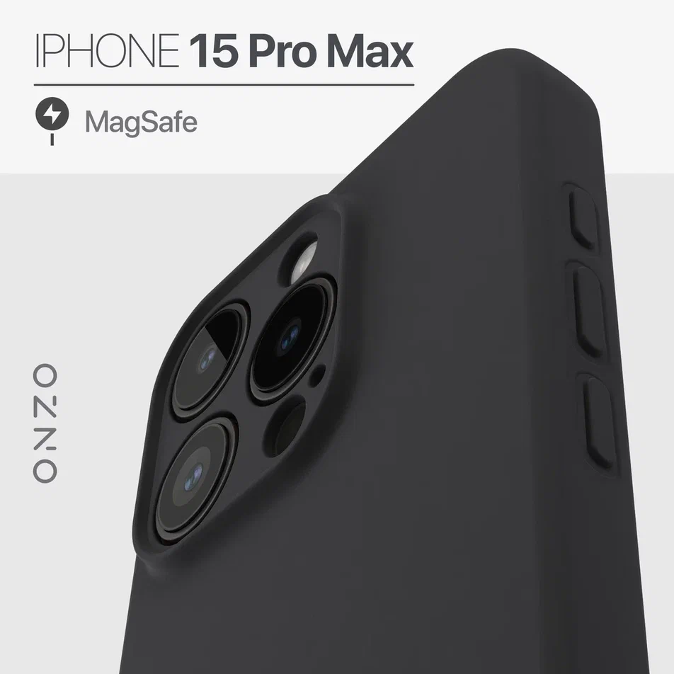 

Матовый чехол для iPhone 15 Pro Max с Magsafe и с мягкой подкладкой из микрофибры, черный, VELVET MAGSAFE iPhone 15 Pro Max