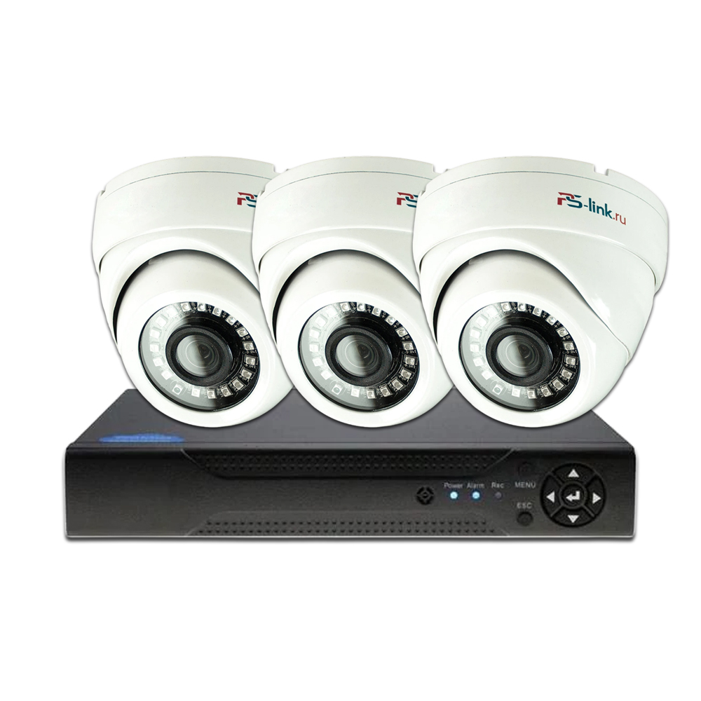 Комплект видеонаблюдения Ps-Link KIT-A203HD 3 камеры AHD 2Мп для помещения. комплект заглушек для встраиваемых шинопроводов sy link sy link ecs t2s wh