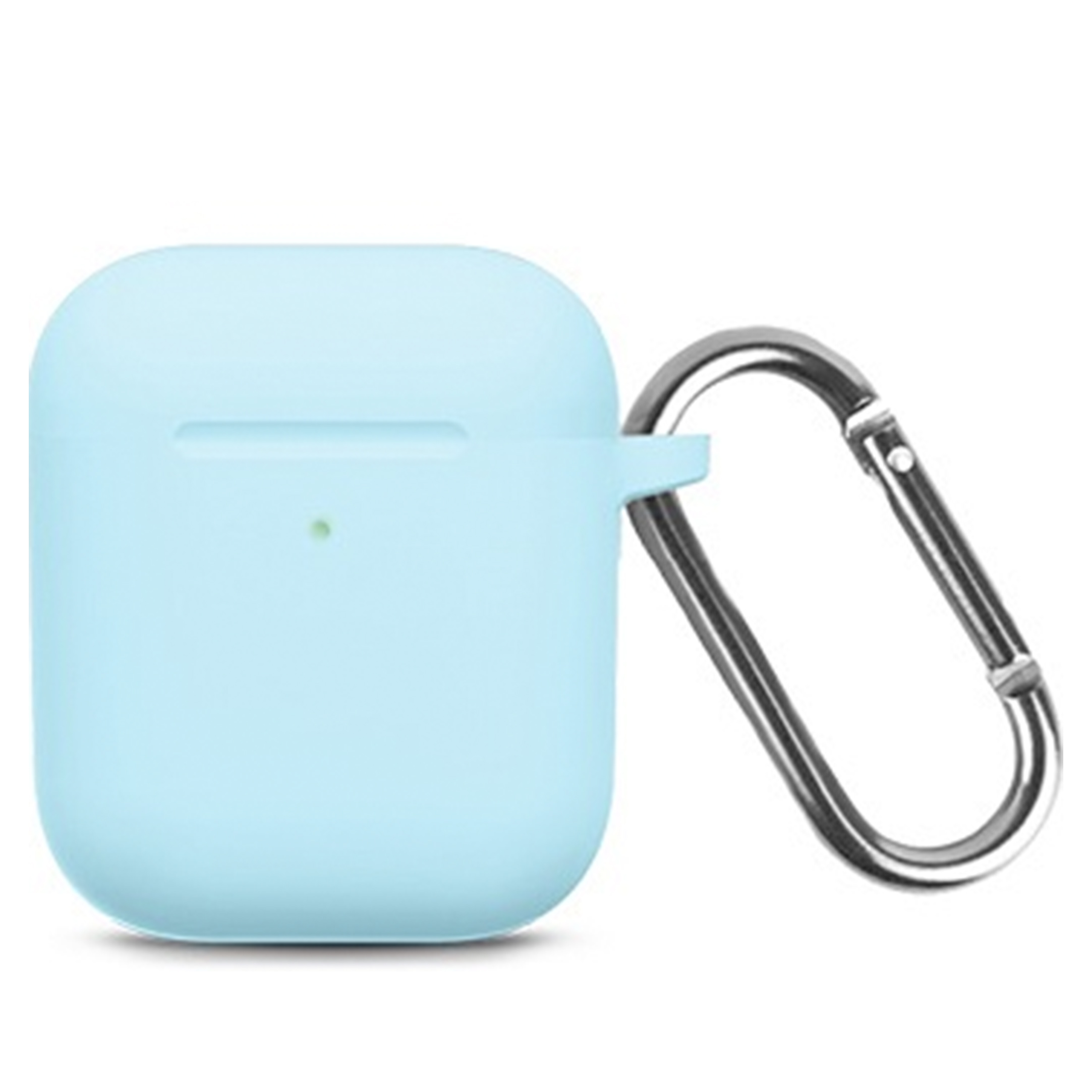 

Чехол силиконовый для Airpods 1/Airpods 2 case, голубой с карабином