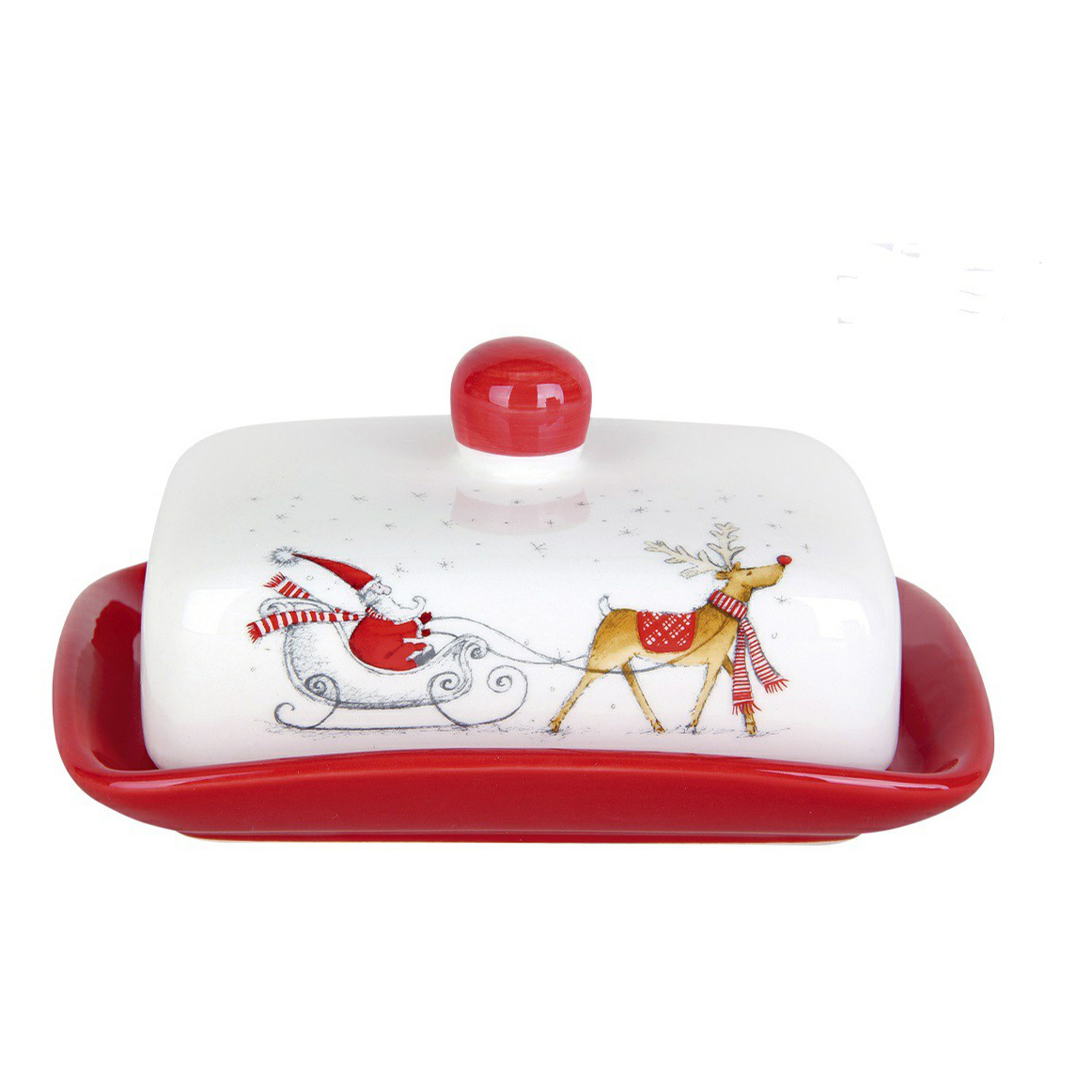 

Масленка Коралл Merry Christmas доломит бело-красная 18 х 12,5 х 9,5 см