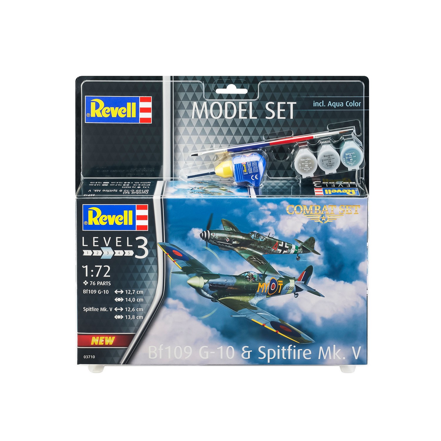 фото Набор combat set истребитель-низкоплан bf109g-10 и спитфайр mk.v 63710 revell