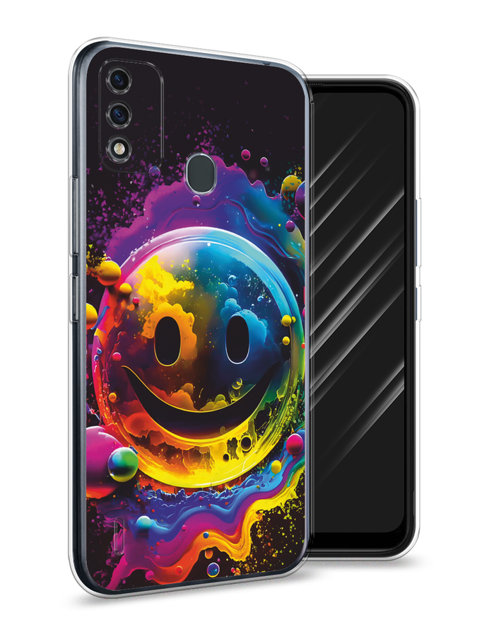 

Чехол Awog на Itel A48 "Кислотный смайл", Фиолетовый;желтый;синий, 3200150-1