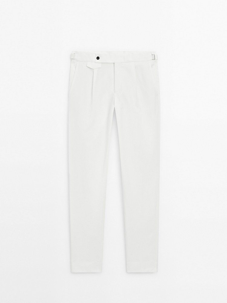 

брюки мужские Massimo Dutti 0091/651-I2024 белые 38, Белый, 0091/651-I2024