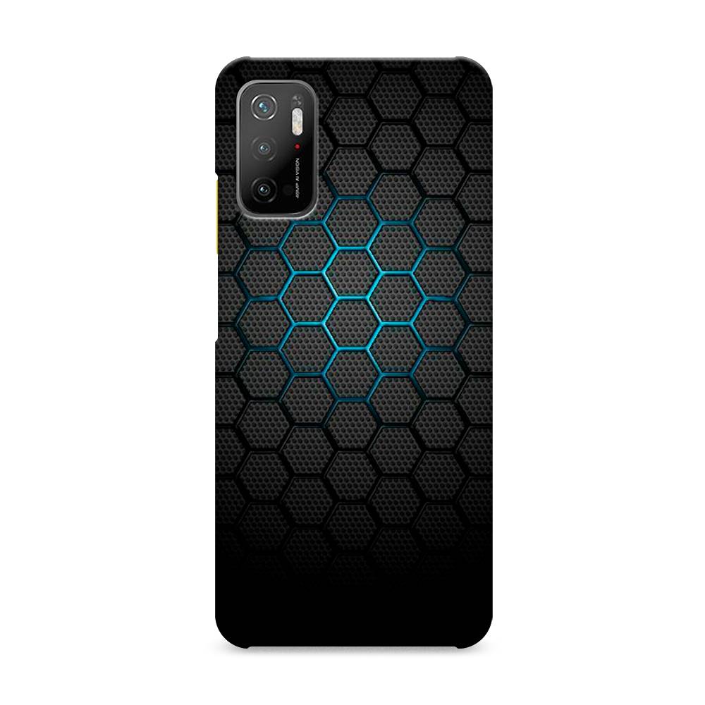фото Пластиковый чехол "бирюзовые соты" на xiaomi poco m3 pro awog
