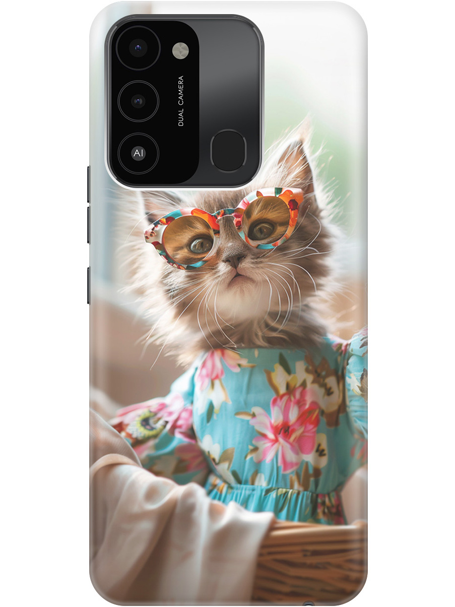 

Силиконовый чехол на Tecno Spark 8C/Go 2022 с рисунком "Кошечка в голубом платье", Белый;голубой;серый, 20001472