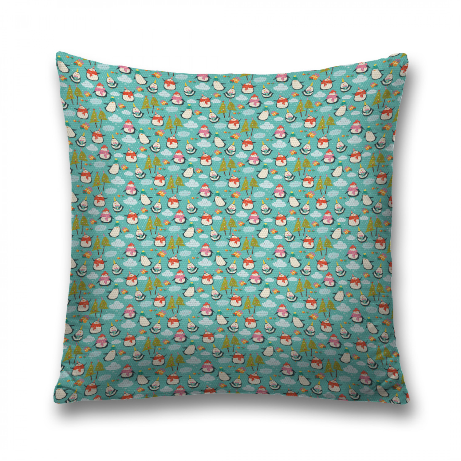 

Наволочка декоративная JoyArty "Рождественские пингвины" на молнии, 45x45 см, Рождественские пингвины