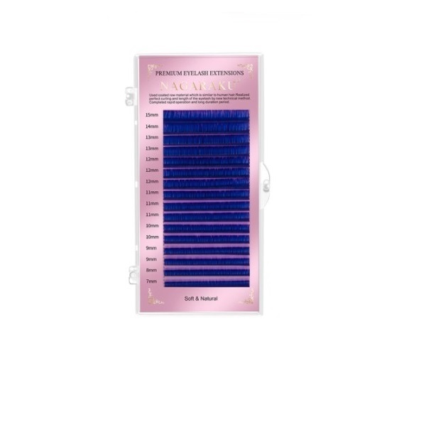 

Синие ресницы Nagaraku MIX Premuim Extensions D 0.07 7-15 mm, Синий