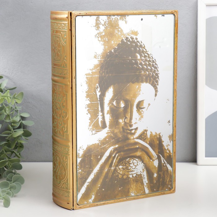 фото Шкатулка-книга металл, стекло "будда" 30х20х6,8 см nobrand