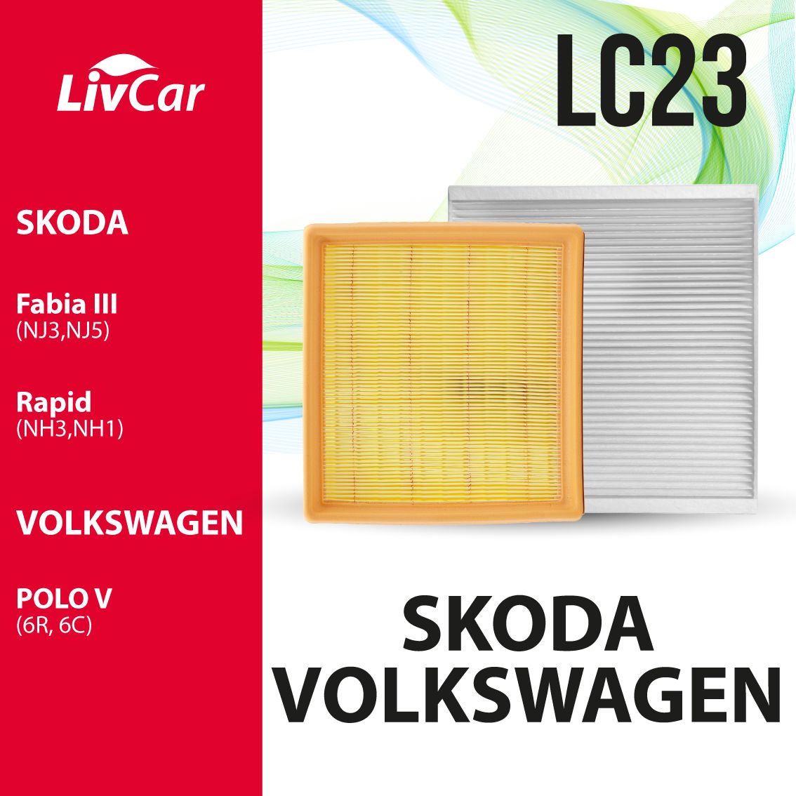 

К-кт фильтров для VOLKSWAGEN-SKODA: воздушный LCV000/21014A+салон. LCV000/26010 04E129620A