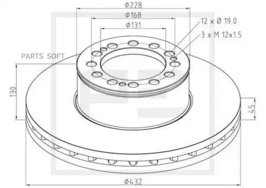 

Диск Тормозной (432/131X45/130 12N-168-D19) PE Automotive 03612100a