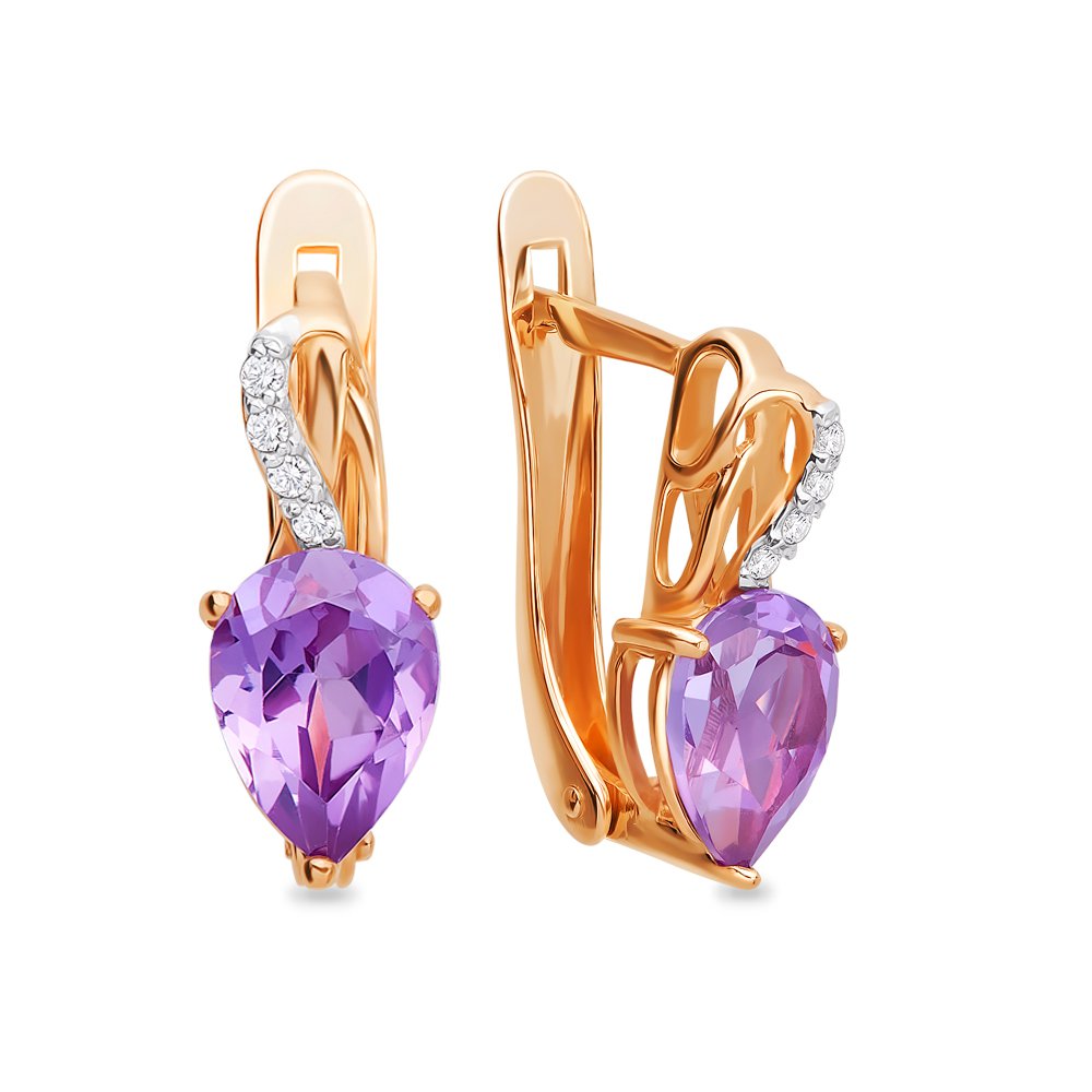 

Серьги из красного золота с александритом, фианитом 585Gold 202006541, 202006541