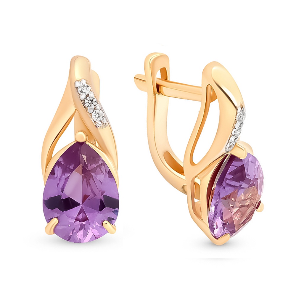 

Серьги из красного золота с александритом, фианитом 585Gold 202006291, 202006291