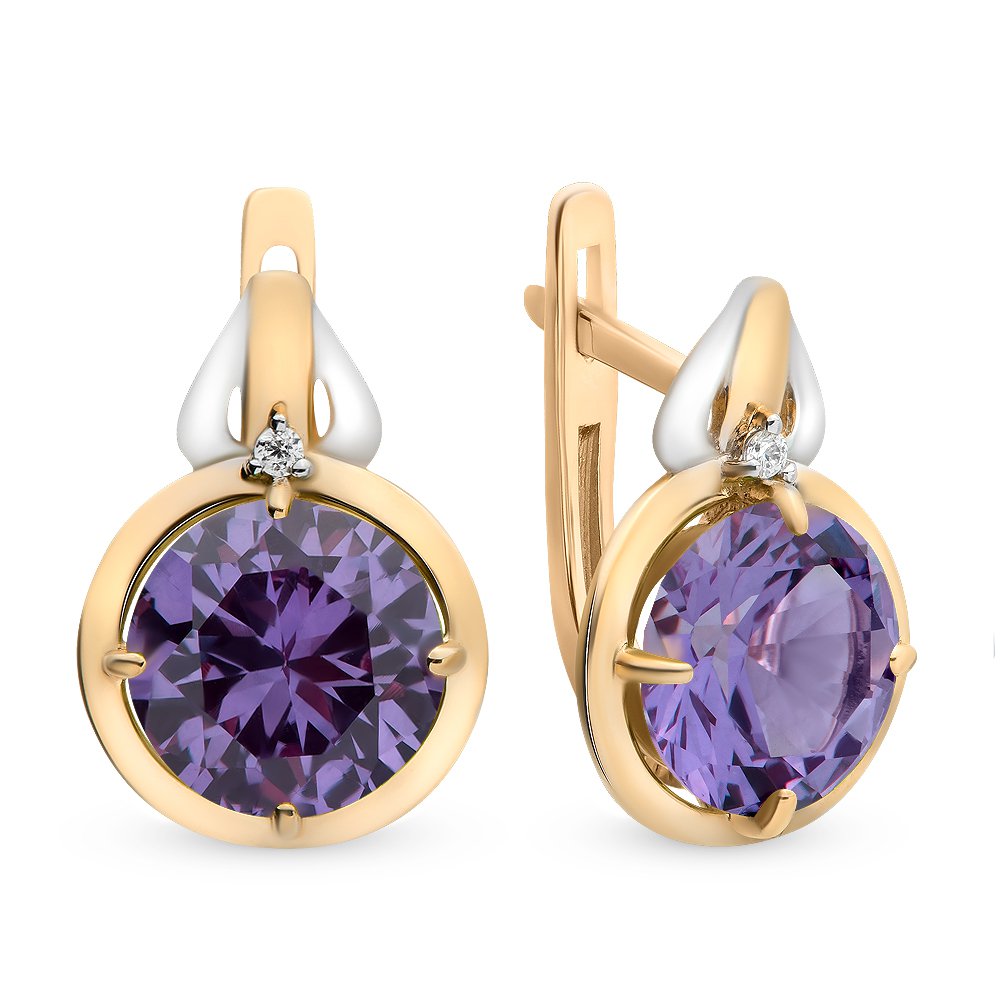 

Серьги из красного золота с александритом, фианитом 585Gold 202006067, 202006067