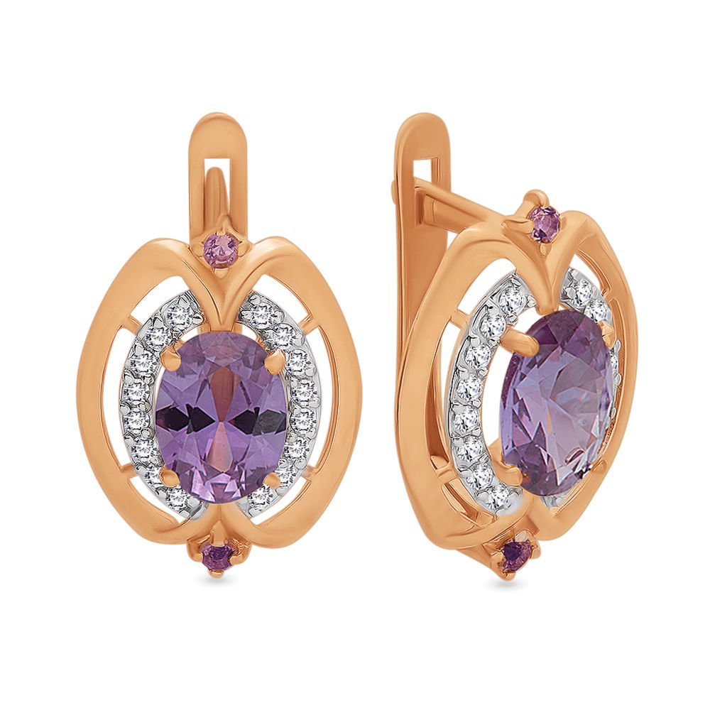 

Серьги из красного золота с александритом, фианитом 585Gold 202005957, 202005957