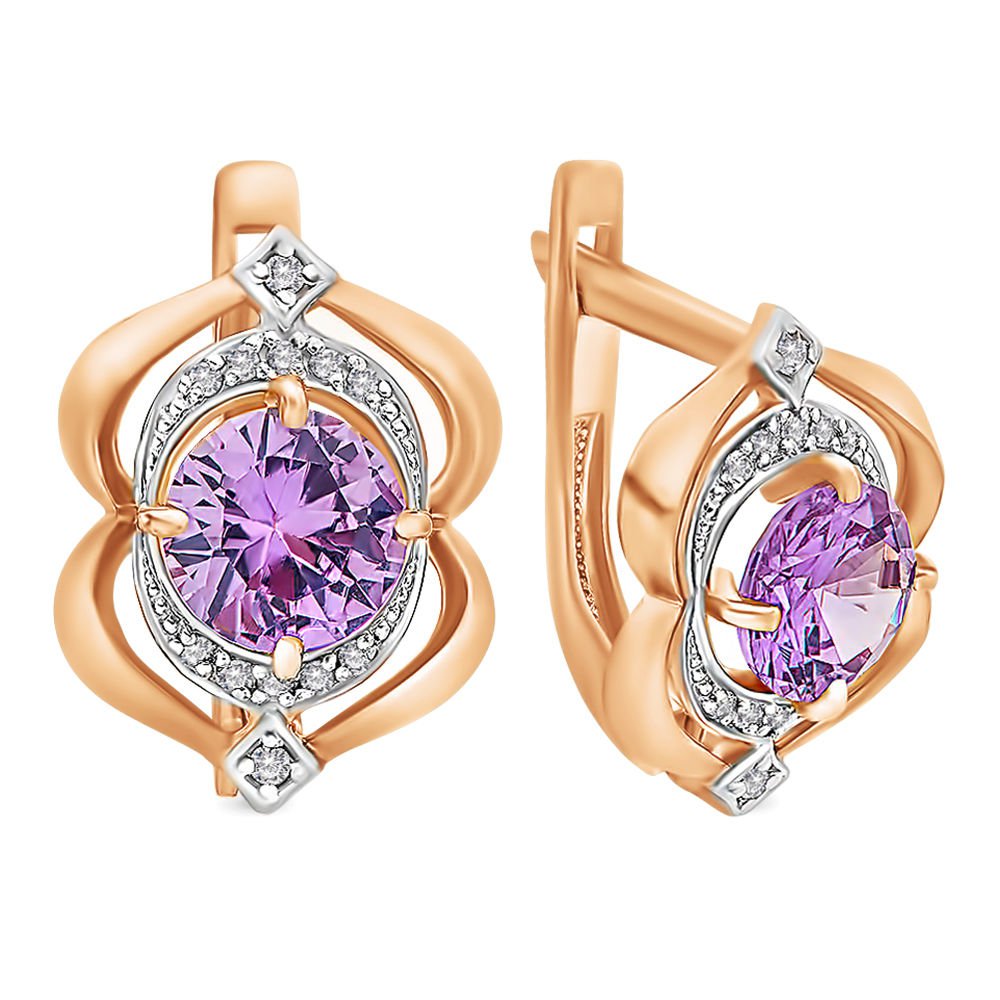 

Серьги из красного золота с александритом, фианитом 585Gold 202006135, 202006135