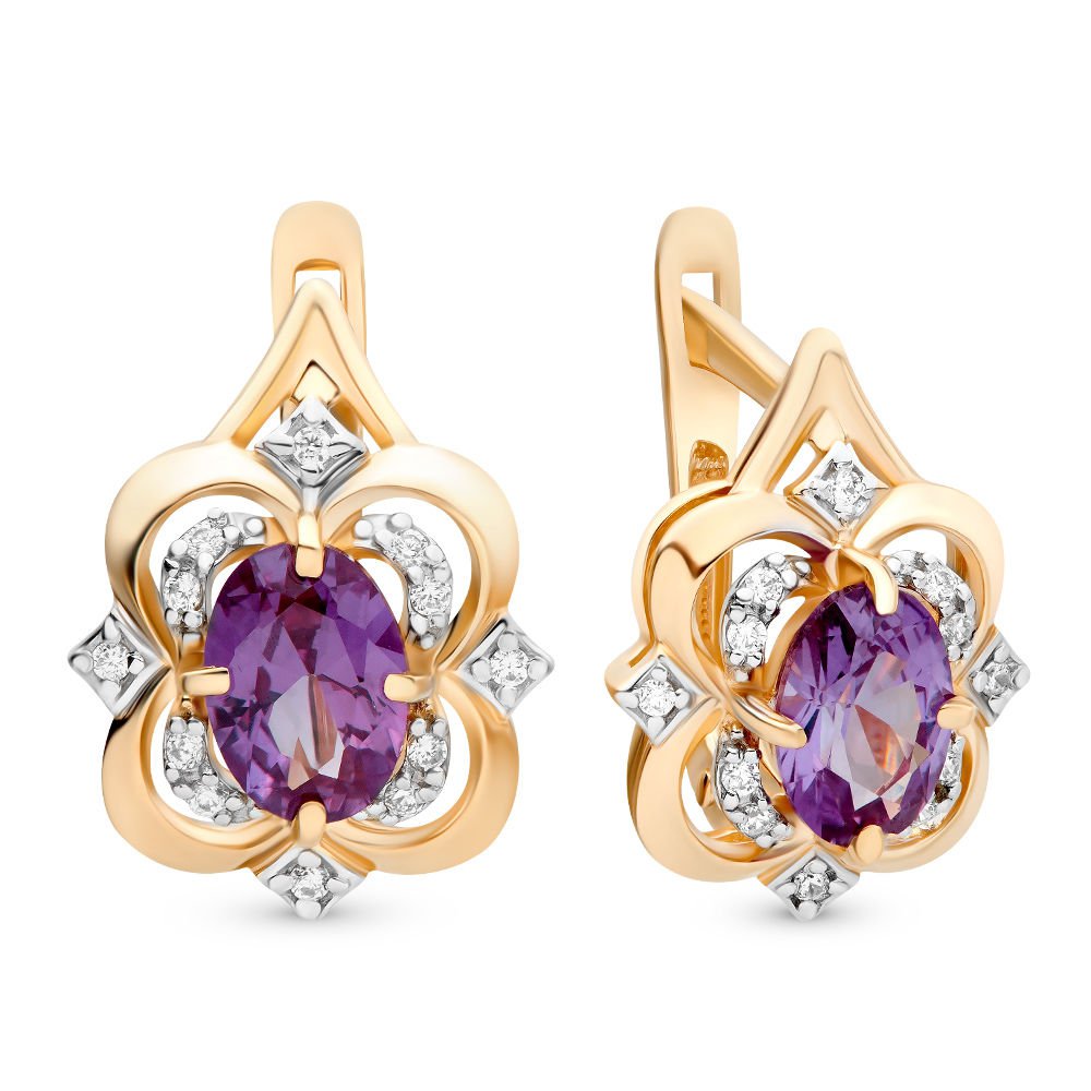 

Серьги из красного золота с александритом, фианитом 585Gold 202006134, 202006134