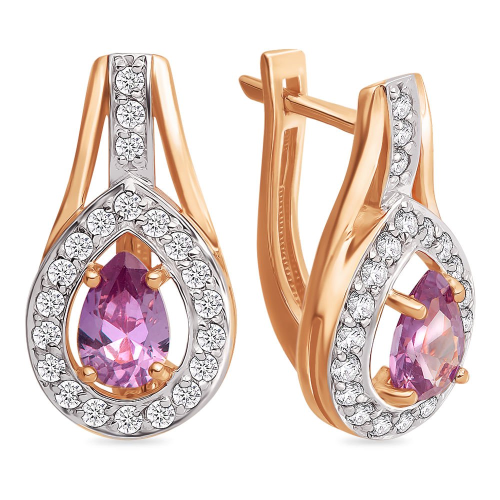 

Серьги из красного золота с александритом, фианитом 585Gold 202006202, 202006202