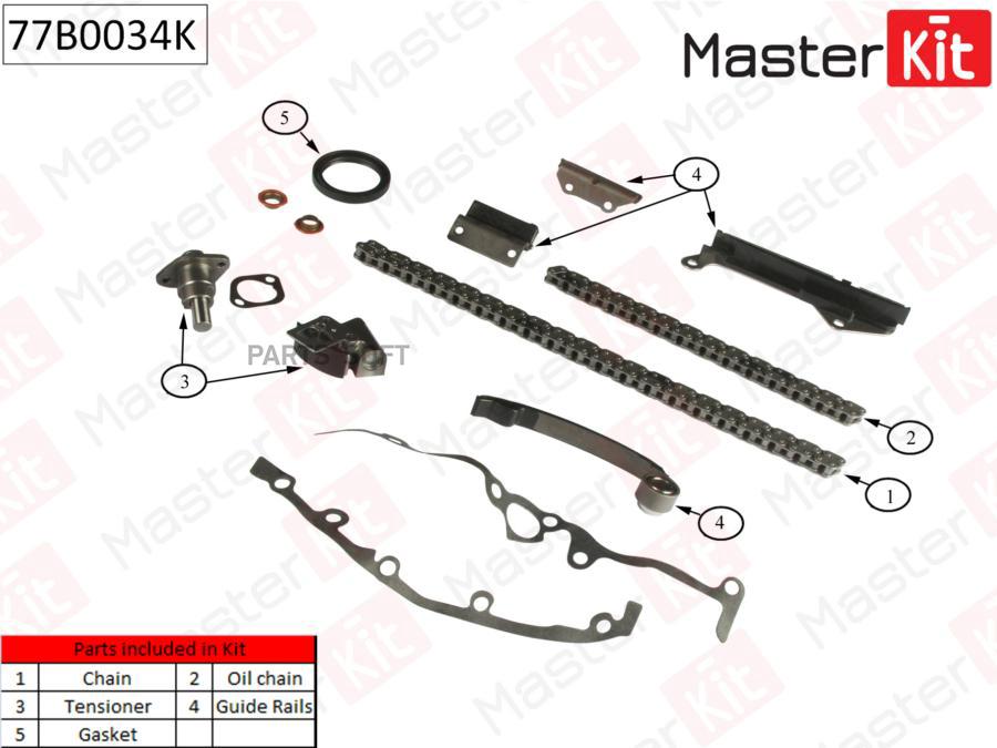 

Комплект цепи ГРМ (без звездочек) MASTERKIT 77b0034k