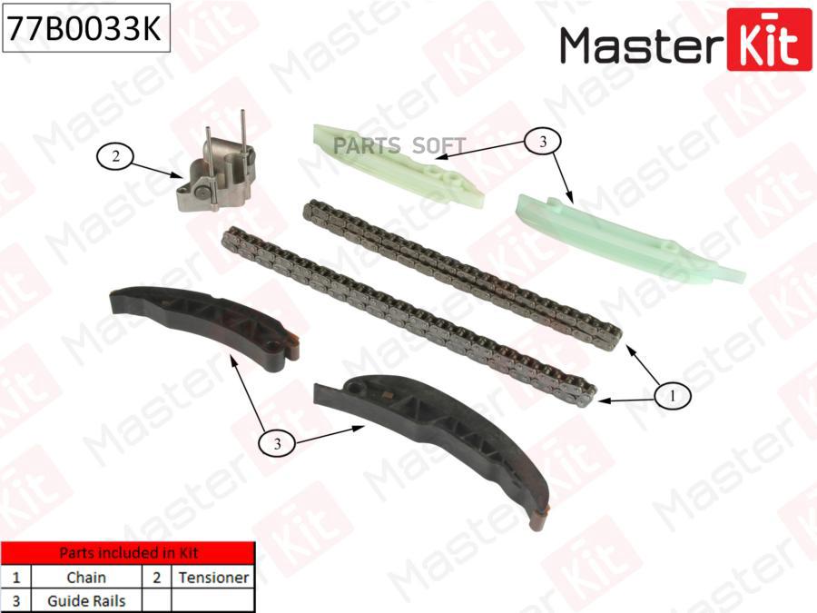 

Комплект цепи ГРМ (без звездочек) MASTERKIT 77b0033k
