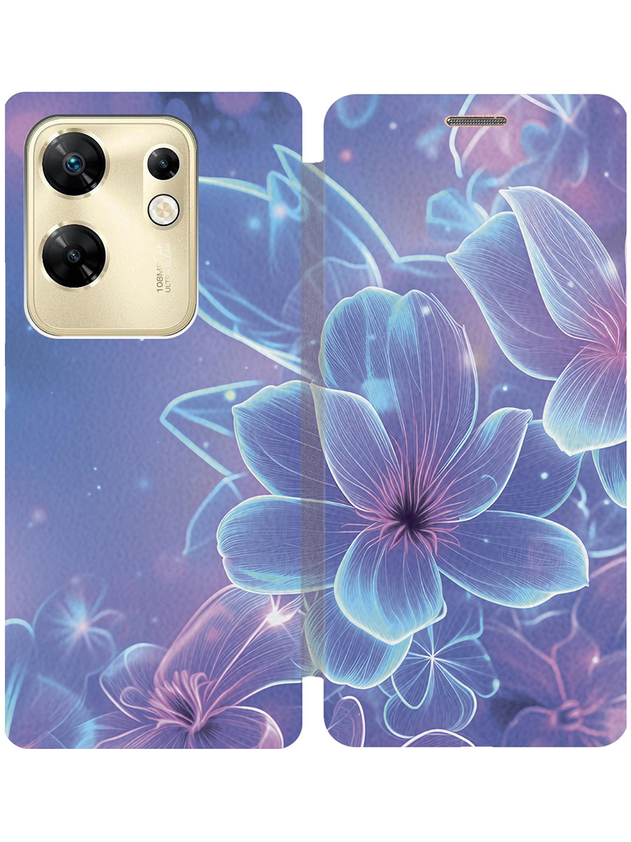 

Чехол-книжка на Infinix Zero 30 4G с принтом "Неоновые лилии" золотой, Золотистый;фиолетовый, 778687923