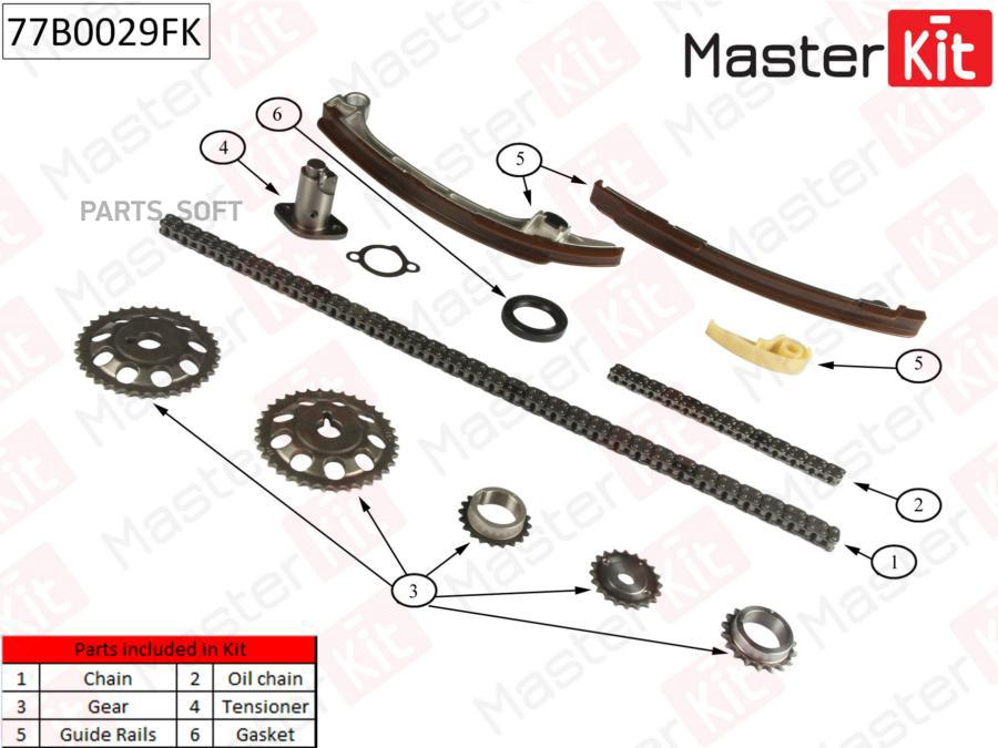 

Комплект Цепи Грм Toyota Avensis 2.0i2.4i 16v 1azfe2azfe 01-11 Masterkit 77b0029fk MasterK