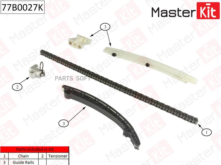 

77B0027K_к-кт цепи ГРМ! Opel Astra 1.0i-1.4i Z10XE/X12XE