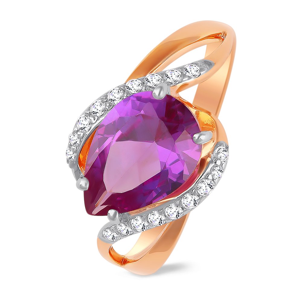 

Кольцо женское из красного золота с александритом, фианитом 585Gold 201011835, р, 201011835
