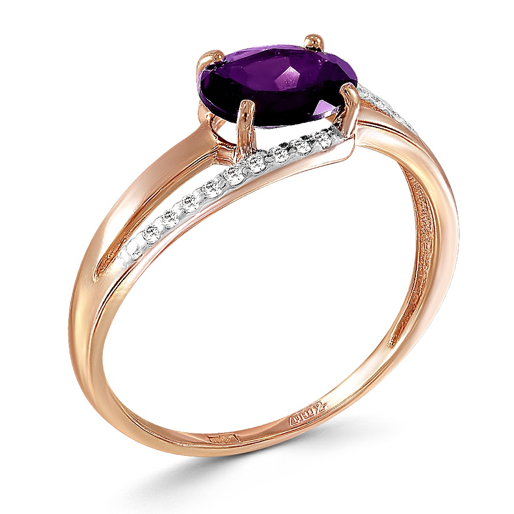 

Кольцо женское из красного золота с александритом, фианитом 585Gold 201011542, р, 201011542