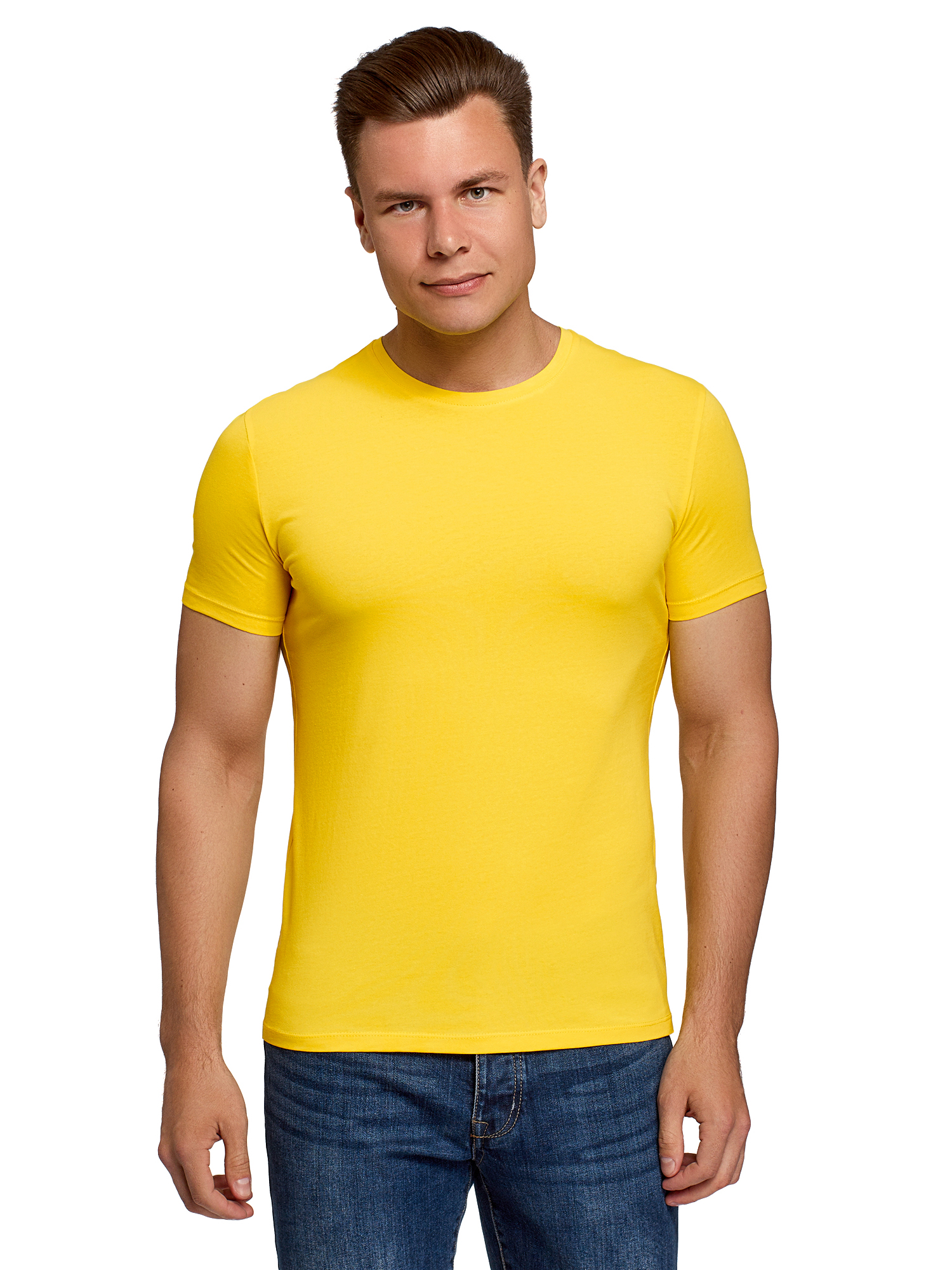 

Футболка мужская oodji 5B611004M желтая 2XL, 5B611004M