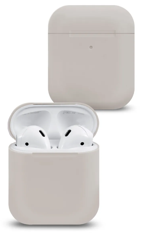 

Чехол силиконовый для Airpods 1/Airpods 2 case, светло-серый, слоновая кость