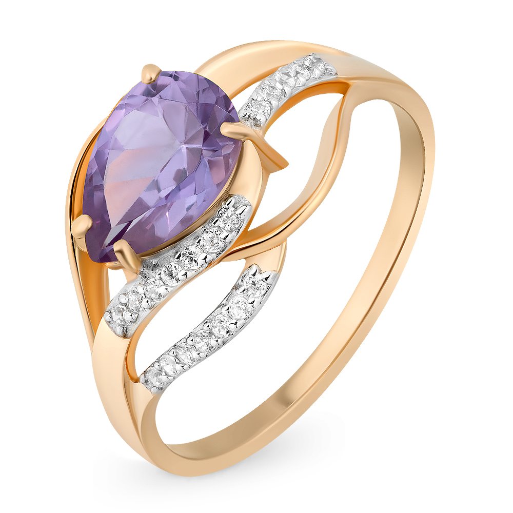 

Кольцо женское из красного золота с александритом, фианитом 585Gold 201011139, р, 201011139