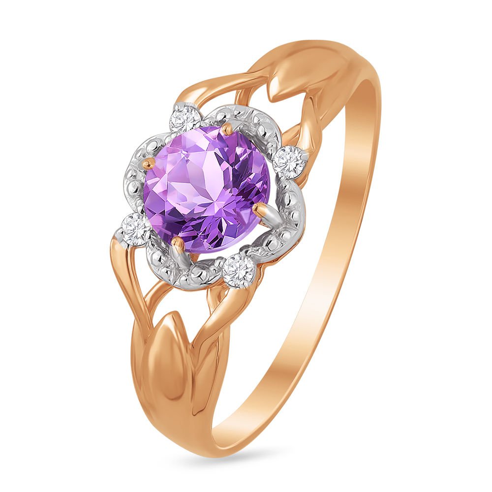 

Кольцо женское из красного золота с александритом, фианитом 585Gold 201010756, р, 201010756