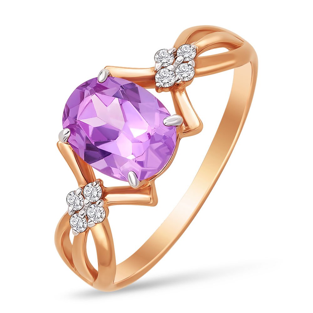 

Кольцо женское из красного золота с александритом, фианитом 585Gold 201003717, р. 17,5, 201003717
