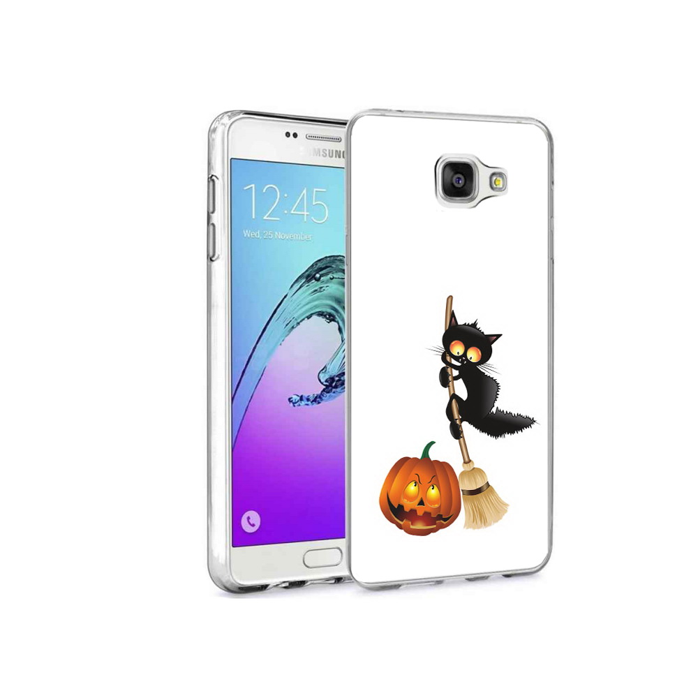 

Чехол MyPads Tocco для Samsung Galaxy A9 Pro хэлуинский котик (PT52968.556.667), Прозрачный, Tocco