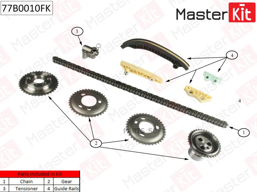 Комплект цепи ГРМ MASTERKIT 77b0010fk