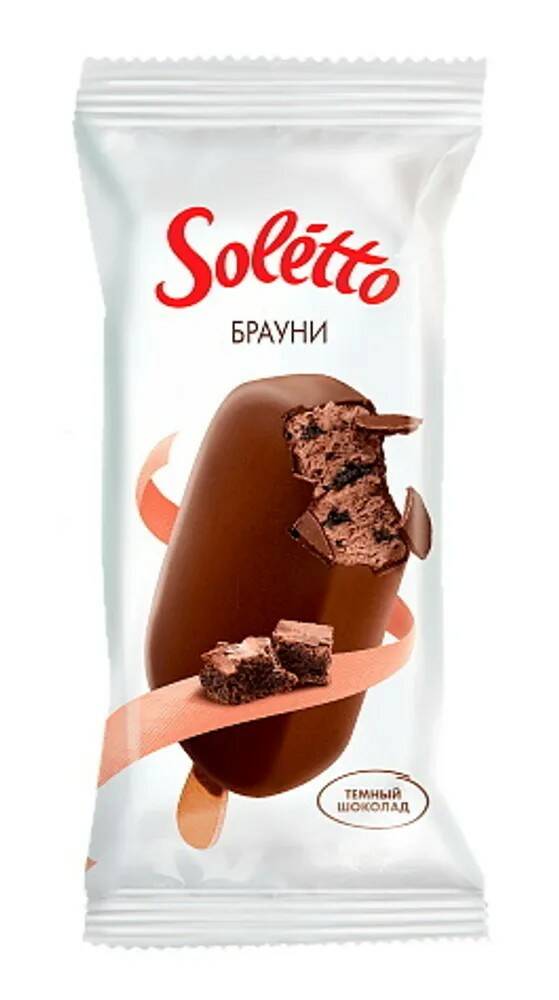 

Мороженое сливочное Soletto Cioccolato Брауни в темном шоколаде 75 г