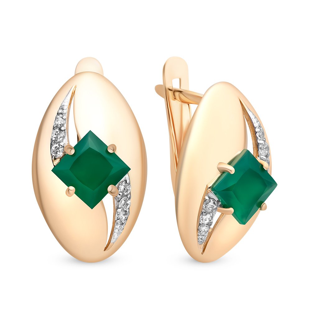 

Серьги из красного золота с агатом, фианитом 585Gold 202007273, 202007273