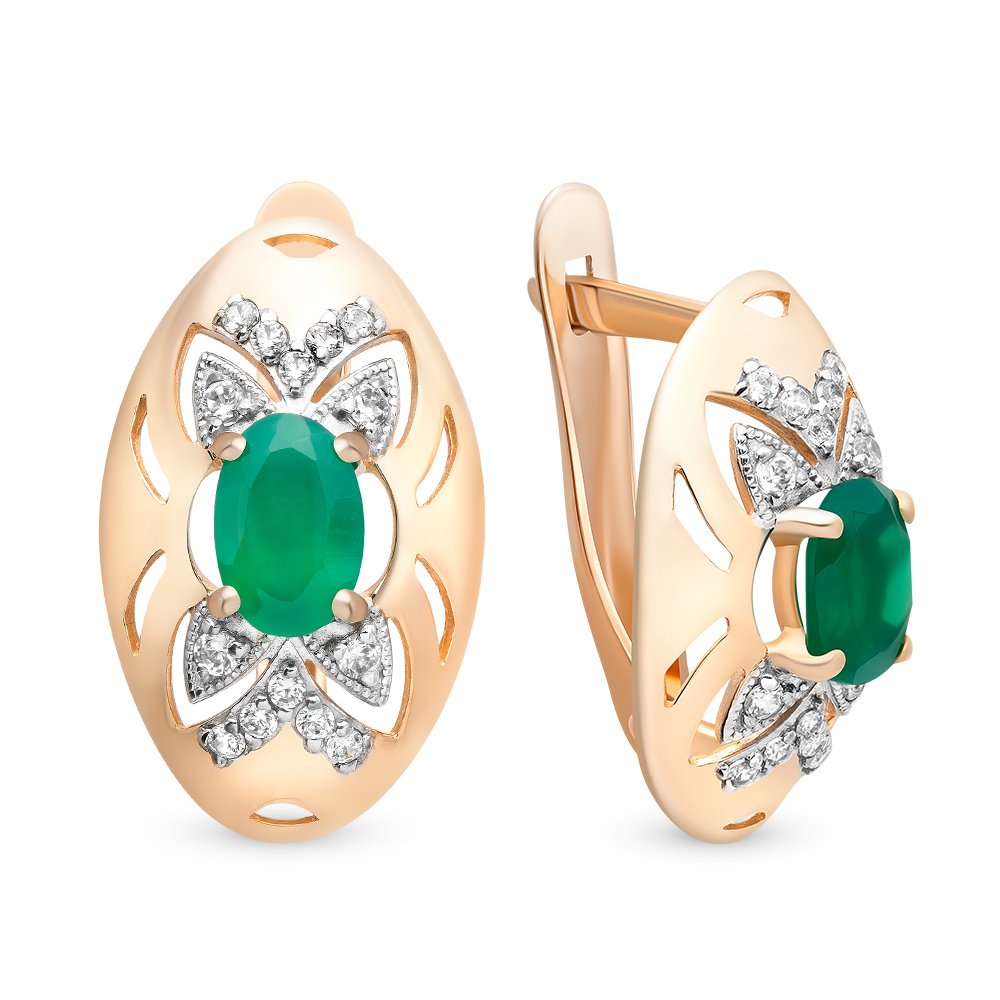 

Серьги из красного золота с агатом, фианитом 585Gold 202007118, 202007118